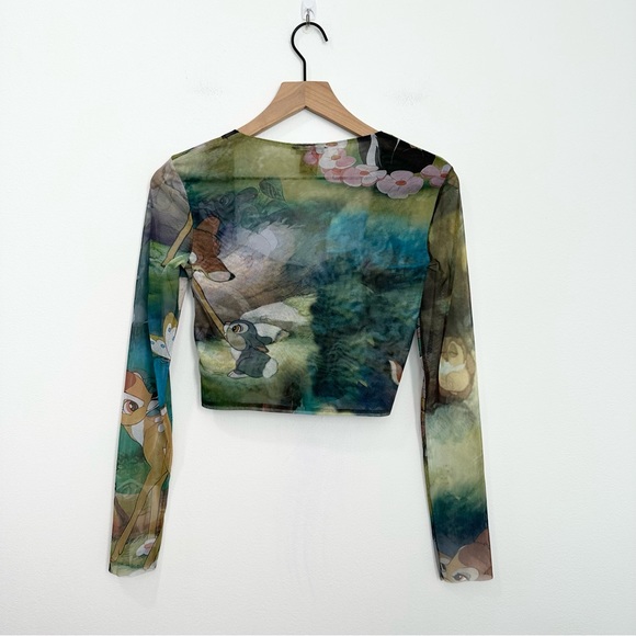 Zara × Disney Bambi Draped Tulle Sheer Mesh Long Sleeve Crop size Small - Picture 3 of 7